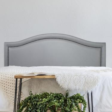 Imagem de Cabeceira Casal 140x60cm Courino Curva Luxo Cinza/fumê
