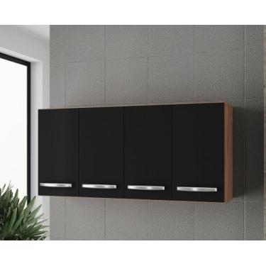 Imagem de Armário Suspenso 4 Portas Mara 120m - Savana/Preto Móblis