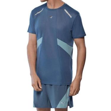 Imagem de Camiseta de Corrida Mizuno DryAeroFlow Masculina, Azul, P
