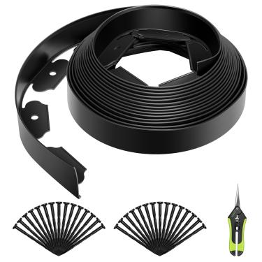 Imagem de VIVOSUN Kit De Bordas Para Paisagismo, 10 M Comprimento E 5 Cm Altura, Borda Jardim Plástico Sem Escavação, Com 30 Pontas Ancoragem Tesoura, Preto