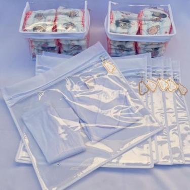 Imagem de Kit 6 Saquinhos Envelopes Organizador 30x30 Mala Maternidade Bebe Gestante TAG + 2 Necessaire Porta Fraldas Remédio. (Branco)