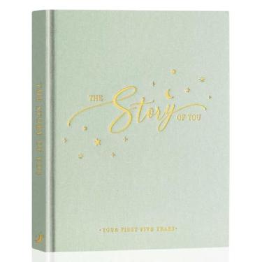 Imagem de Lanpn Livro De Memórias Do Bebê - Diário Linho Lembranças A História Você Recém-Nascido Primeiros 5 Anos Álbum Fotos Marcos Para Meninos E Meninas Novos Pais (Verde-Sálvia, 154 Páginas)