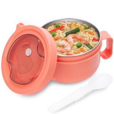 Imagem de MUUBOOX Canecas De Sopa Para Micro-Ondas Com Tampa, Tampa Tigela Ramen 28,7 Oz, Revestimento Removível Aço Inoxidável 304, Design Fácil Manuseio Aprimorado Viagem - Acomoda Sopa, Arroz, Cereais E Mu