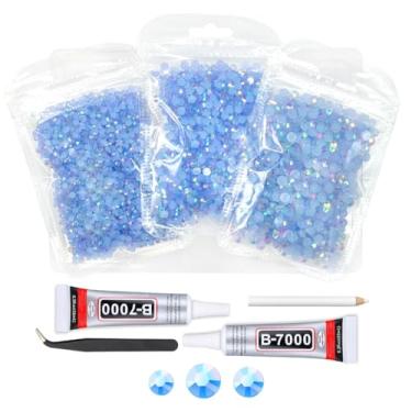 Imagem de qiipii Strass De Resina Azul Claro Ab Com Cola B7000 Para Joias Artesanato Deslumbrante 3 Mm 4 5 Pedras Gelatina Planas Bebês A Granel Aço Inoxidável 10 16 20 Diamantes Gemas Unhas Maquiagem Facial