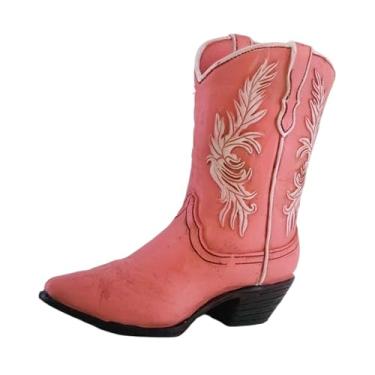 Imagem de Bothyi Vaso de flores de resina, vaso de flores, bota de cowboy, de cowgirl, arranjo floral ocidental para entrada, estante, decoração de casa, Rosa