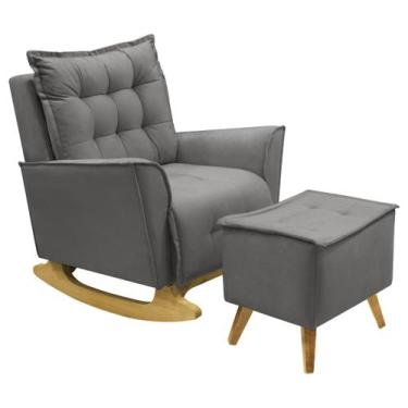 Imagem de Poltrona Amamentação De Balanço Helena + Puff Veludo Quarto - Kasa Sof