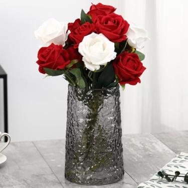 Imagem de MARTAGE Vaso de vidro preto, vasos de flores para buquês, vaso de vidro moderno para flores, vasos grandes para sala de estar, quarto, cozinha, escritório, casamento, mesa de jantar, 20 cm