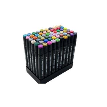 Imagem de Conjunto Canetas Marcador Canetinha Ponta Dupla 60 Cores Kit - Miboo