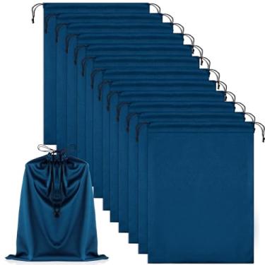 Imagem de Weewooday 12 bolsas de brinquedo para adultos, bolsa de microfibra com cordão, bolsa de presente para adultos, organizador de cosméticos, bolsa dobrável multiuso para mulheres e homens (azul marinho