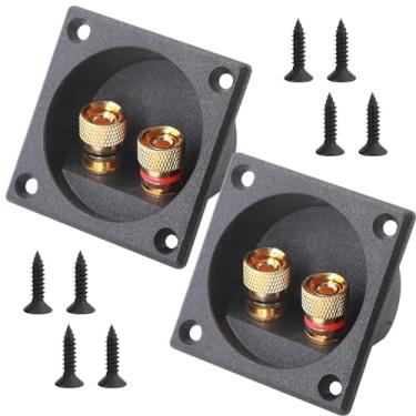 Imagem de 2 peças de caixa de alto-falante quadrada de 2,2 polegadas 2 vias com plugues banana e tipo parafuso de encadernação caixa de subwoofer placas de terminal de alto-falante