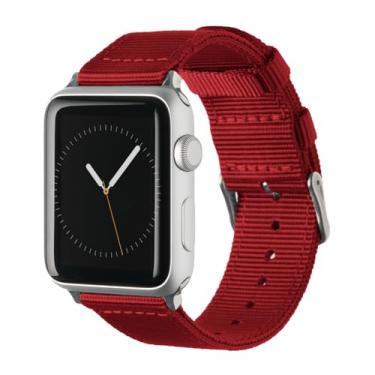 Imagem de Archer Watch Straps - Pulseiras de substituição de nylon premium para Apple Watch (vermelho, inoxidável, 44/45/46/49 mm)