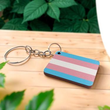 Imagem de Kit 50 Chaveiros LGBT Lembrancinhas MDF - Criptonita, Bandeira Trans