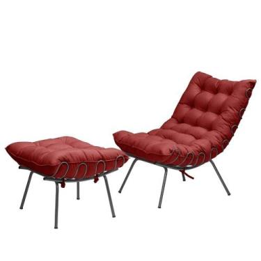Imagem de Poltrona Com Puff Costela Aramada Adão King Lar Vermelho - Metal Móvei
