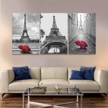 Imagem de Quadro Decorativo Paisagem Paris Torre Eiffel 120x60 cm Parede Sala - 