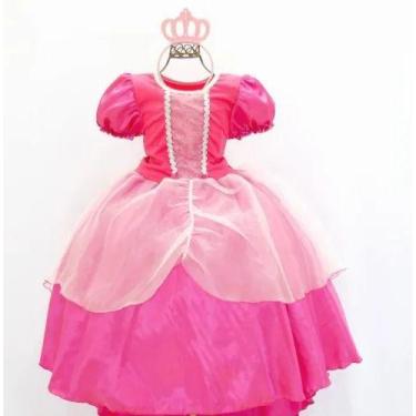 Imagem de Vestido Infantil Fantasia Princesa Autora + Coroa P M G Gg - Pingo De 
