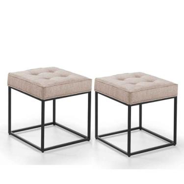 Imagem de Kit 02 Pufe Estilo Industrial Quadrado Pés Metal Croata - Due Decor, L