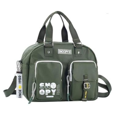 Imagem de Bolsa Feminina de Mão e Transversal Snoopy Baú Dia a Dia Espaçosa Resistente (Verde)