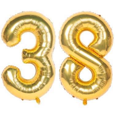 Imagem de CHANGZHONG Balões De 40" Com Números Dourados, Folha Hélio, Mylar, Decoração Para Festa Aniversário E Banquete, 38