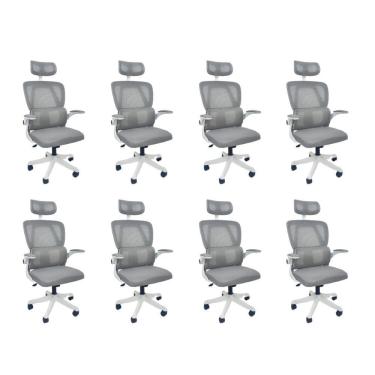 Imagem de Kit 8 Cadeiras de Escritório Presidente Executiva Oficial Legacy Cinza