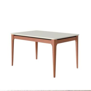 Imagem de Mesa de Jantar Retangular com Tampo de Vidro Off White Addar Natural 1