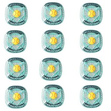 Imagem de TOPSPORTSJEWELRY Pacote com 12 anéis para jogadores de softball azul-petróleo campeões tamanho 9 (anel de campeões, azul-petróleo)