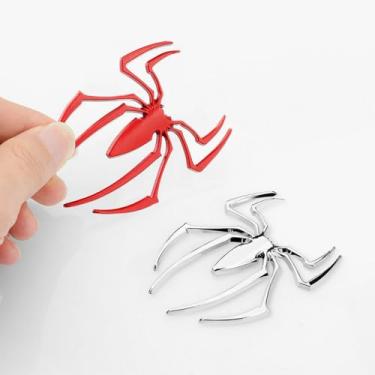 Imagem de 4 peças de emblema de aranha prata cromado 3D para veículo universal de carro, caminhão, motocicleta, trailer, scooter, SUV, porta, janela