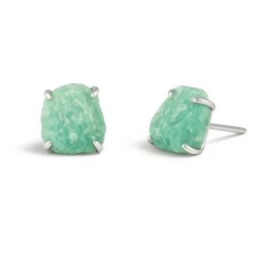 Imagem de Brinco Tarraxa Amazonita - Cristal Natural, Prata 925