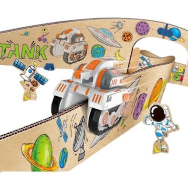Imagem de Brinquedo Educativo e Criativo Pista de Papelão Astronauta para Colorir com Carrinho à Pilha