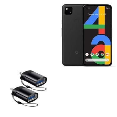 Imagem de Cabo Google Pixel 4a, BoxWave [USB tipo-C PortChanger (pacote com 2)] Chaveiro USB tipo-C OTG USB para Google Pixel 4a - Cinza ardósia