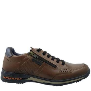 Imagem de Sapatênis Masculino Casual Dia a Dia Passeio Trabalho em Couro Calce Fácil Conforto Amortech Pegada-Masculino