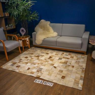 Imagem de Tapete de Couro Quadriculado Mesclado Marrom Claro 2x2,5m com placas de 10x10cm