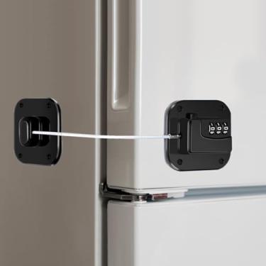 Imagem de Trava de geladeira para casa - Trava de geladeira e freezer com código de combinação, fácil instalação, trava de segurança sem furadeira para armários, gavetas, assentos de vaso sanitário - Trava