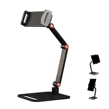 Imagem de Suporte para Tablet Universal com Base Giratória 360°, Altura e Ângulo Ajustável, Dobrável para Mesa, Escritório e Cama, Compatível com Dispositivos 4-13 Polegadas