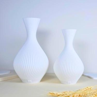 Imagem de Kit 2 Vasos Duna Acabamento Mesa Rack Decoração Sala, Quarto, Hall, Banheiro e Cozinha(Duna Branco,MINI (15 e 18cm))