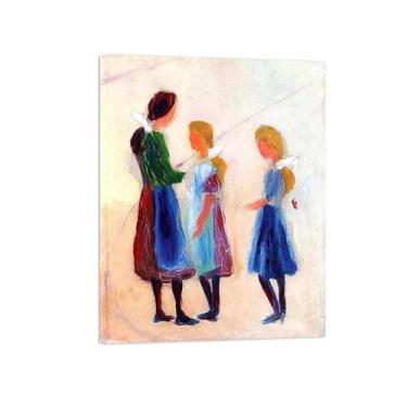 Imagem de Pinturas Famosas em Tela-Quadros Decorativos-Three Girls with White-Pôster e Impressões para Sala de Estar e Casa 20x25cm8x10in Tela Embrulhada