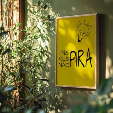 Imagem de Quadro Decorativo Inspira Não Pira Com Moldura Lâmpada Frase Humor Criatividade Decoração Engraçada Escritório Sala Quarto