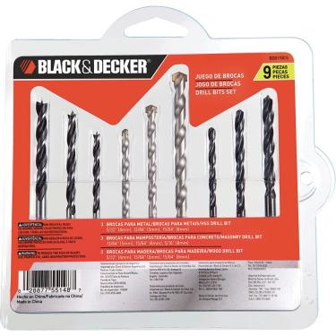 Imagem de Jogo de Brocas para Madeira, Metal e Concreto Black & Decker BD0110CS 9 Peças