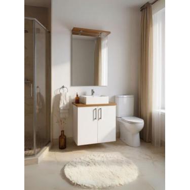 Imagem de Gabinete para Banheiro com Cuba e Espelho com Led 60cm Mdf Freijo com 