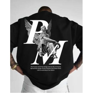 Imagem de Camiseta Preta Basica Oversized Caimento Longo Academia Y2k - Helvog, 