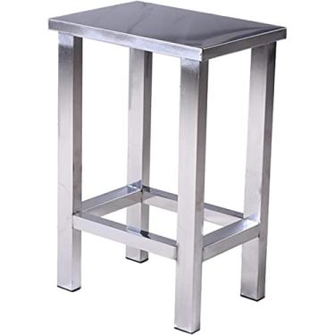 Imagem de Banqueta Quadrada De Aço Inoxidável Banqueta De Bar Criativa Banqueta De Jantar Multiuso Sem Encosto Mobília De Banquinho, Stainless Steel, 55CM