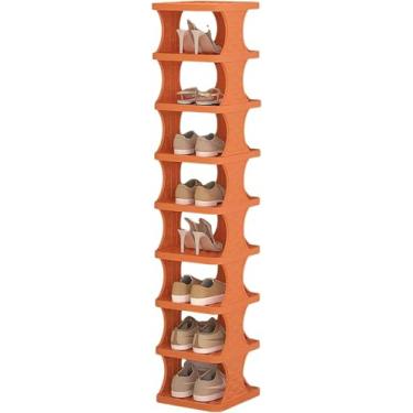 Imagem de Torre De Sapatos Vertical Estreita, Organizador De Sapatos Economizador De Espaço, Cabideiro Dobrável Multi Camada, Armazenamento De Sapatos, Para Quarto, Entrada E Corredor, Mont, Orange