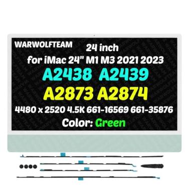 Imagem de WARWOLFTEAM Compatível com iMac A2438 A2439 A2873 A2874 M1 M3 2021 2023 All in One Retina EMC 3663 3664 8206 8207 24 polegadas 4.5K Montagem de tela LCD LG204A-215 (661-1 6569 661-35876 Verde)