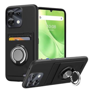 Imagem de Kaotengwo Capa de telefone compatível com UMIDIGI G9 5G com suporte de cartão e suporte de anel para capa UMIDIGI G9 5G - preta