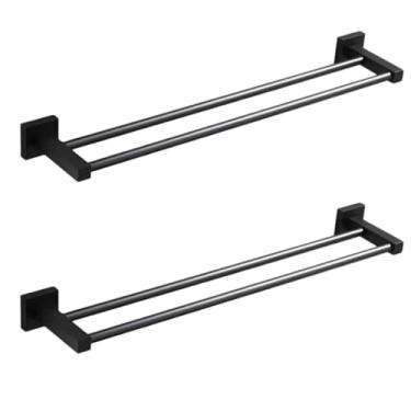 Imagem de Suporte Banheiro Porta Toalha/Toalheiro De Banho Duplo Adesivo Com Furo(2 Unidades)