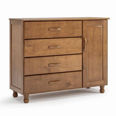 Imagem de Cômoda 4 Gavetas 1 Porta 100% Madeira Maciça Ariel