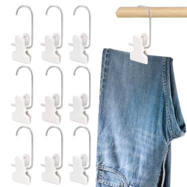 Imagem de LELE LIFE Pacote com 10 clipes de cabide de calças largas, antiferrugem para organizador de armário, ganchos para pendurar na roupa para economizar espaço, alfinetes de roupas para jeans, leggings