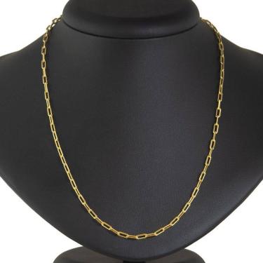 Imagem de Cordão Masculino Elo Quadrado 60Cm Fecho Gaveta Banhado Ouro