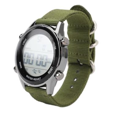 Imagem de ZJchao Homens de Alarmes Digitais de Alarmes Sports Watch Com Dual Time Stopwatch 50m Resistente à água El Luz de Fundo para Travel Fitness Outdoor (Od verde)