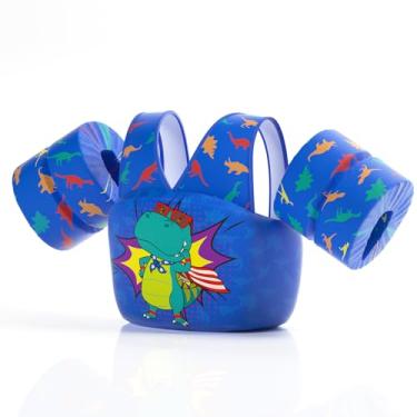 Imagem de REALIKE Colete de natação infantil para crianças pequenas com arnês de ombro e asas de braço para crianças/bebês/praia, piscina/lago, adequado para meninos e meninas de 12,7 a 31,8 kg