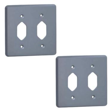 Imagem de Kit 2 Placa 4x4 Cinza Pial 54391 2 Tomadas Pb Silentoque